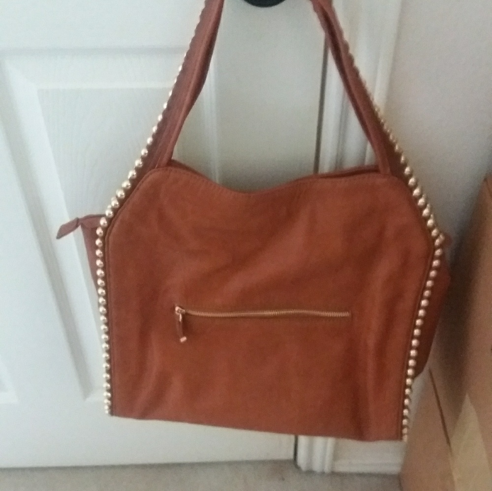 Large cognac leather purse
